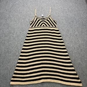 Women's Ella Blue Black‎ and Cream Striped Crochet Sundress Size Small NEW